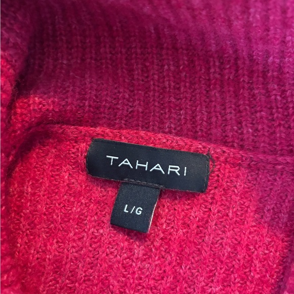 Tahari- Merino Wool Raspberry Turtleneck Sweater - Picture 6 of 8
